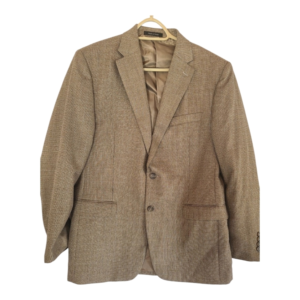 Chaps Men's 2 Button Tan Blazer Sportcoat Size 44 Preppy